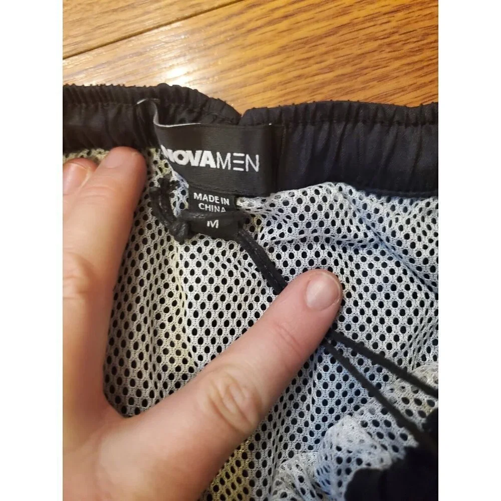 Sinner Swim trunks Men's Size M Black Red‎ Cross  Mesh Lining Fashion Nova NWT